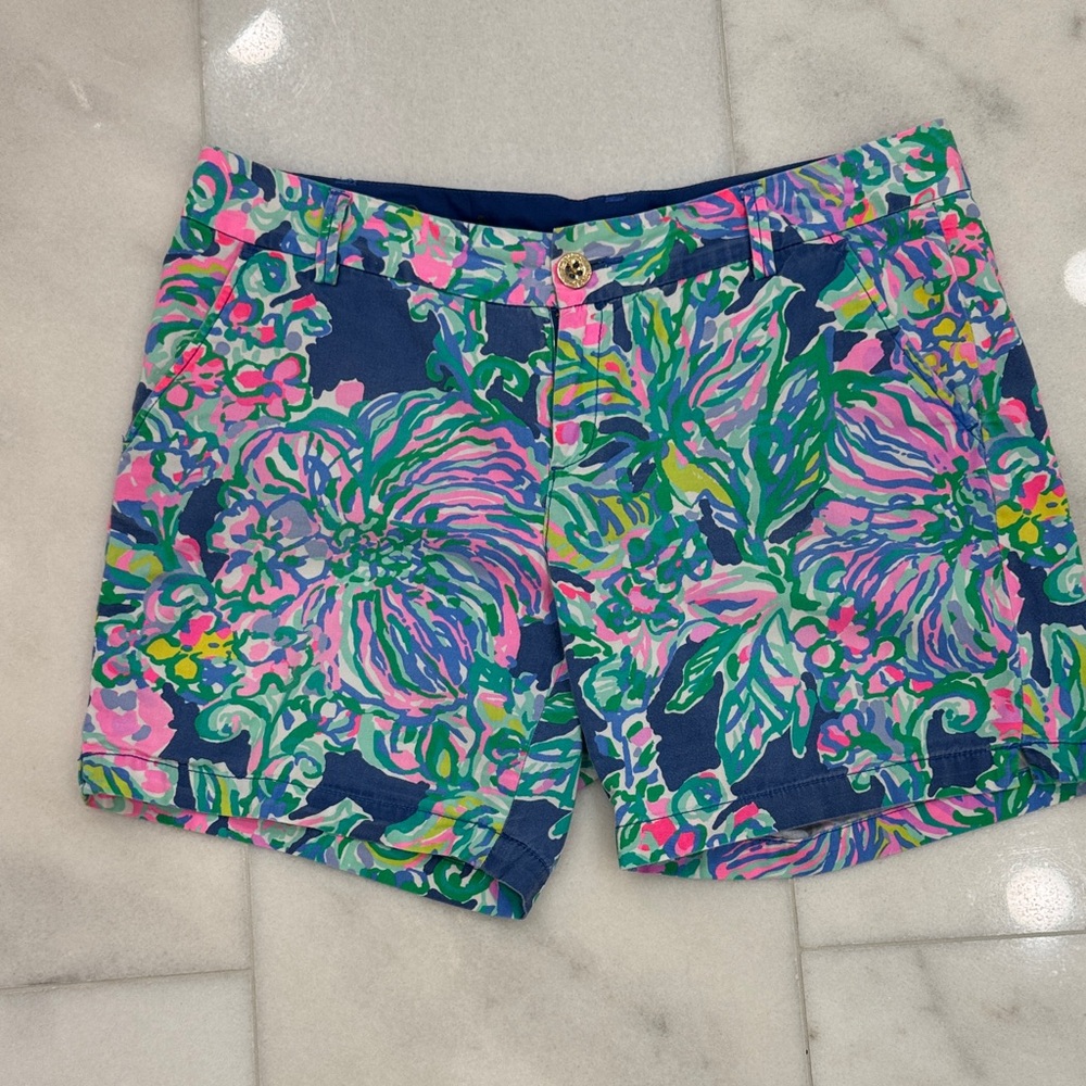 Lilly Pulitzer Blue and Pink Floral Women Shorts